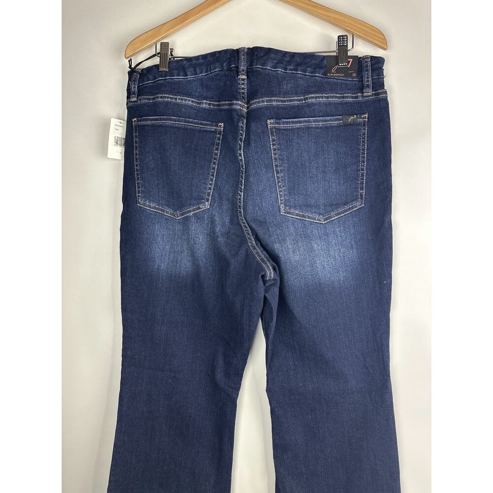NWT JEN7 Split-Hem Slim Bootcut Jeans Dark Wash Sandblasted Stretch Plus Size 16 - Picture 8 of 14